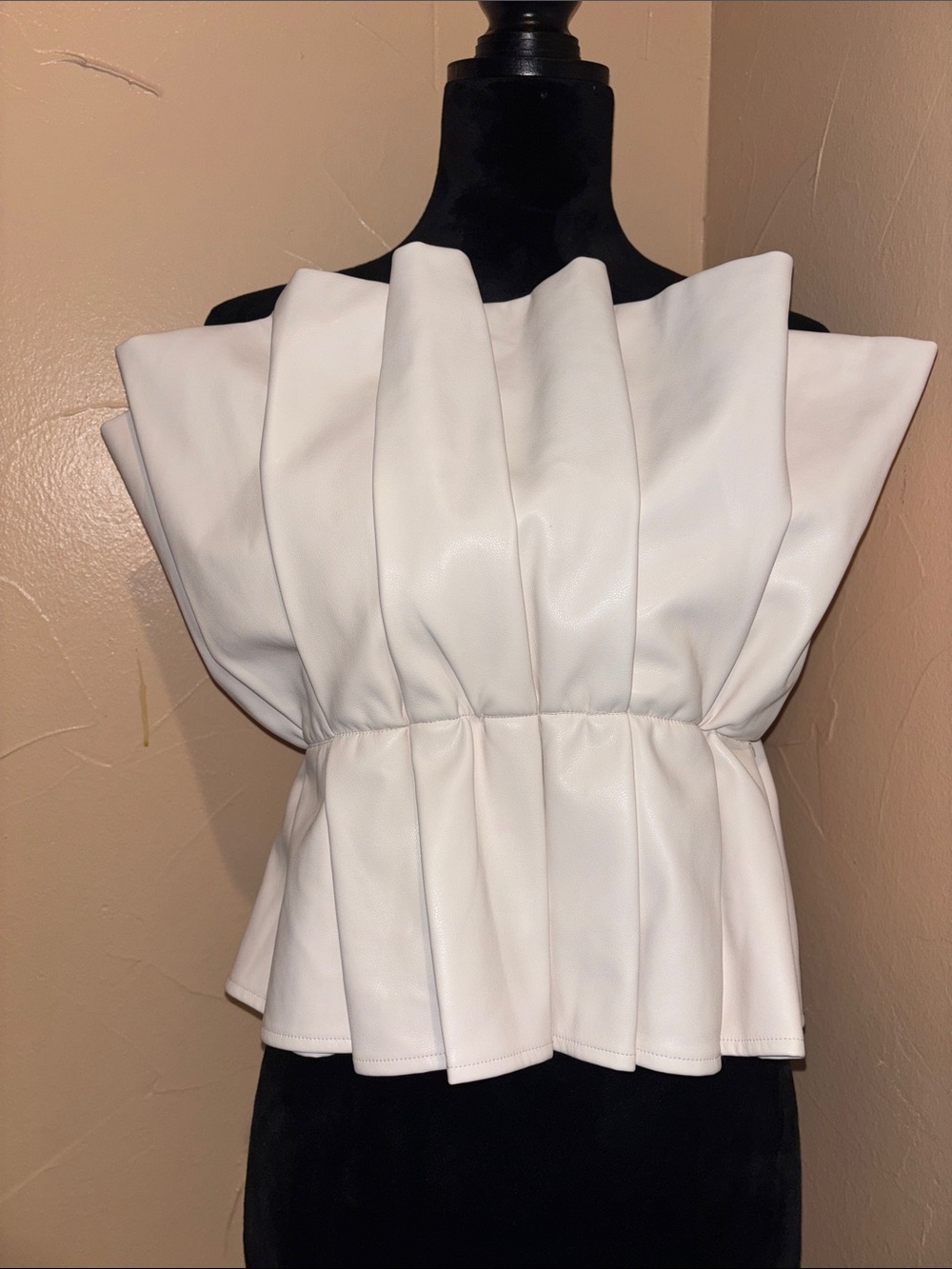 LoveShackFancy White Pleated Peplum Camisole